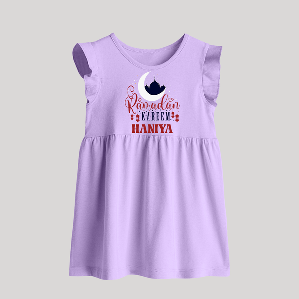 Ramadan Kareem Personalised Kids Baby Frock - LILAC - 0 - 3 Months Old (Chest 17")