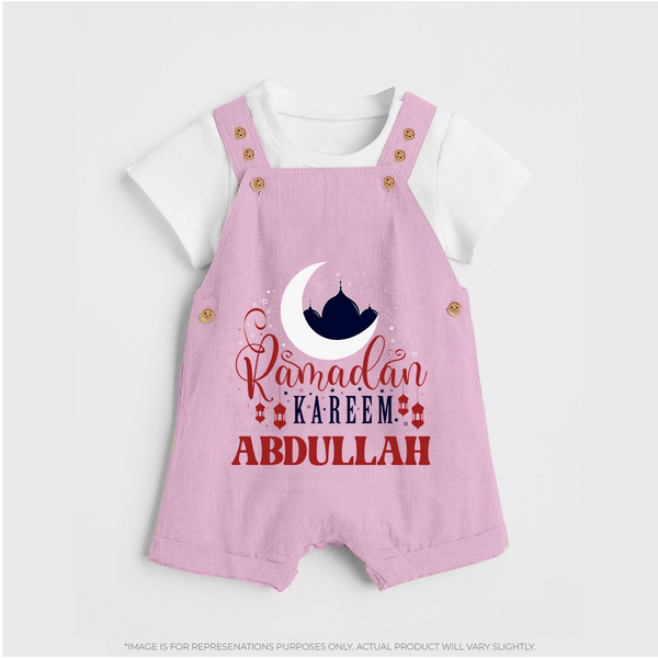 Ramadan Kareem Personalised Kids Dungaree - BABY PINK - 0 - 5 Months Old (Chest 18")