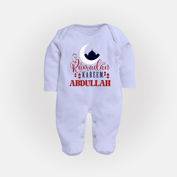 Ramadan Kareem Personalised Kids Fullbody Suit - BABY BLUE - New Born (Chest 7.5")