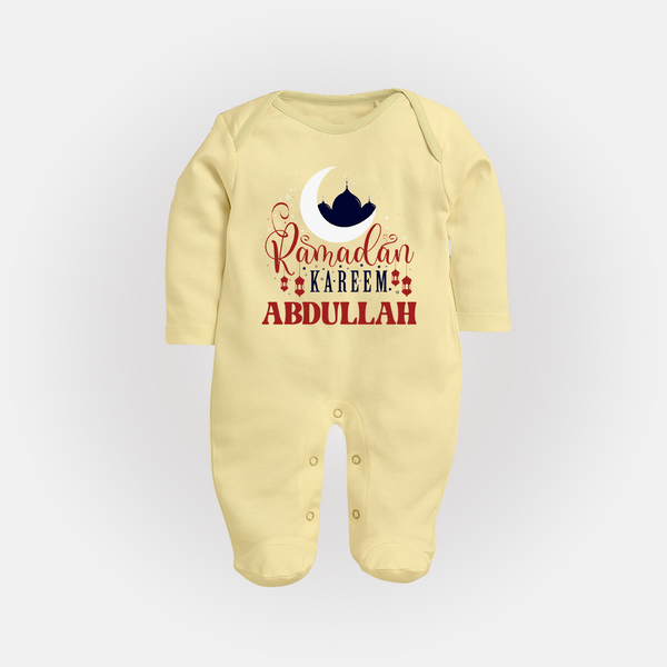 Ramadan Kareem Personalised Kids Fullbody Suit - PASTEL YELLOW - New Born (Chest 7.5")