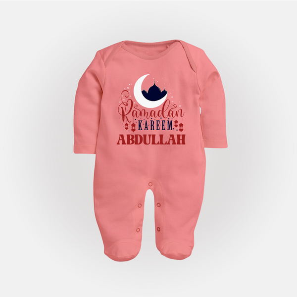 Ramadan Kareem Personalised Kids Fullbody Suit - PEACH - New Born (Chest 7.5")