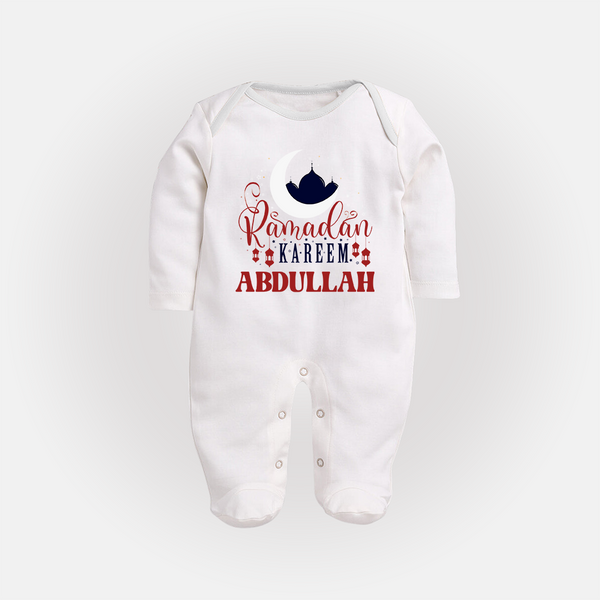 Ramadan Kareem Personalised Kids Fullbody Suit - WHITE - New Born (Chest 7.5")
