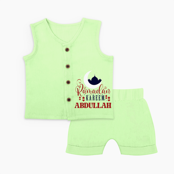 Ramadan Kareem Personalised Kids Jabla Set - PASTEL GREEN - 0 - 3 Months Old (Chest 9.8")