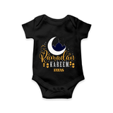 Ramadan Kareem - Ramadan Themed Customized Romper For Babies With Name - BLACK - 0 - 3 Months Old (Chest 16")