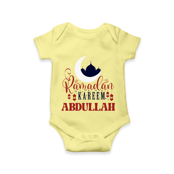 Ramadan Kareem Personalised Kids Romper - PASTEL YELLOW - New Born (Chest 14")