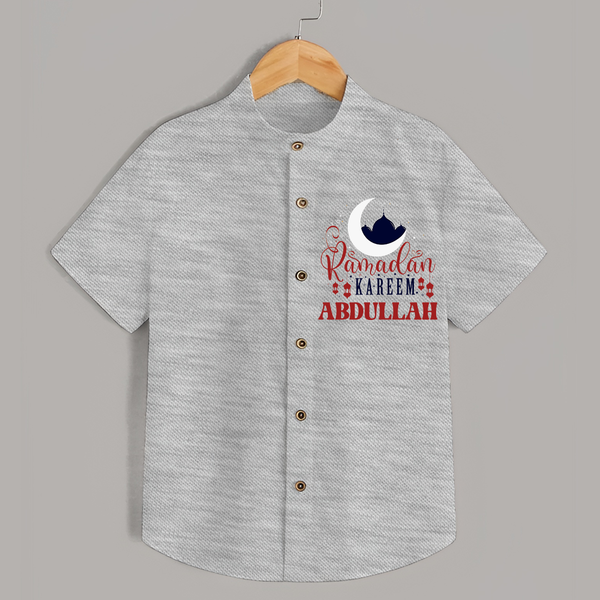Ramadan Kareem Personalised Kids Shirt - GREY - 0 - 6 Months Old (Chest 23")