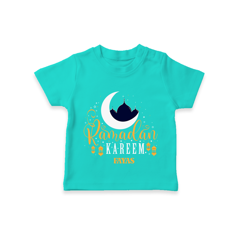 Ramadan Kareem - Ramadan Themed Customized T-Shirt For Kids With Name - TEAL - 0-5 Months Old (Chest 17")