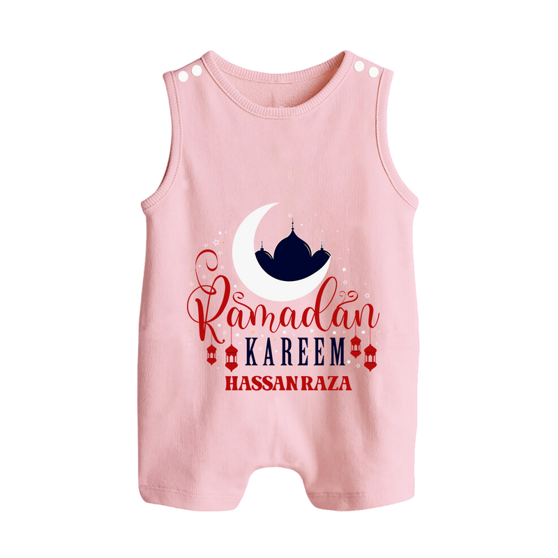 Ramadan Kareem - Ramadan Themed Customized Romper Suit For Babies With Name - BABY PINK - 0 - 5 Months Old (Chest 18")