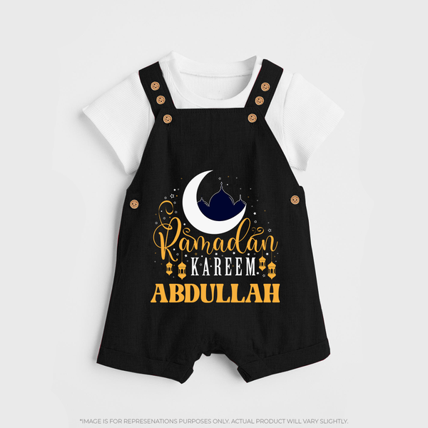 Ramadan Kareem Personalised Kids Dungaree - BLACK - 0 - 5 Months Old (Chest 18")