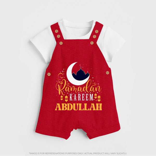 Ramadan Kareem Personalised Kids Dungaree - RED - 0 - 5 Months Old (Chest 18")