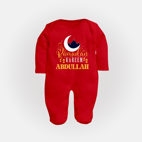 Ramadan Kareem Personalised Kids Fullbody Suit - RED - New Born (Chest 7.5")