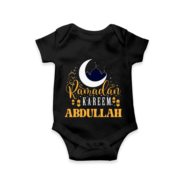 Ramadan Kareem Personalised Kids Romper - BLACK - New Born (Chest 14")