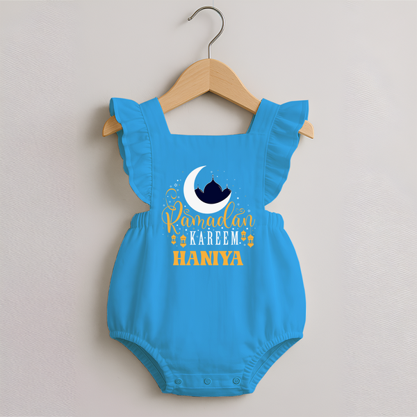 Ramadan Kareem Personalised Kids Romper Frock - SKY BLUE - 0 - 3 Months Old (Chest 19")