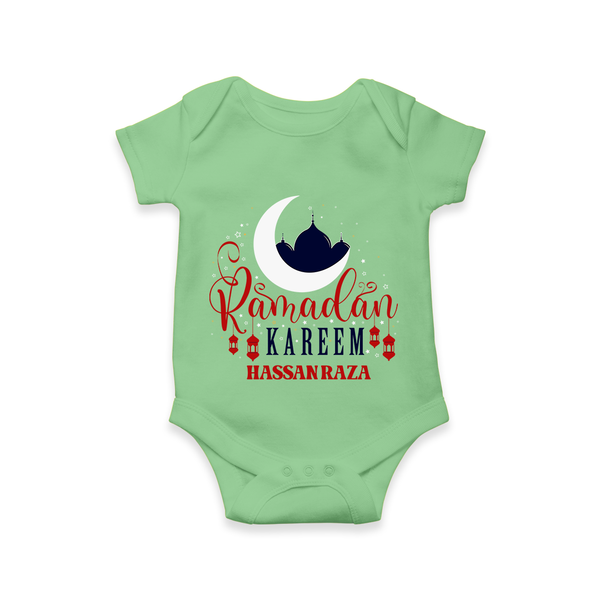 Ramadan Kareem - Ramadan Themed Customized Romper For Babies With Name - GREEN - 0 - 3 Months Old (Chest 16")