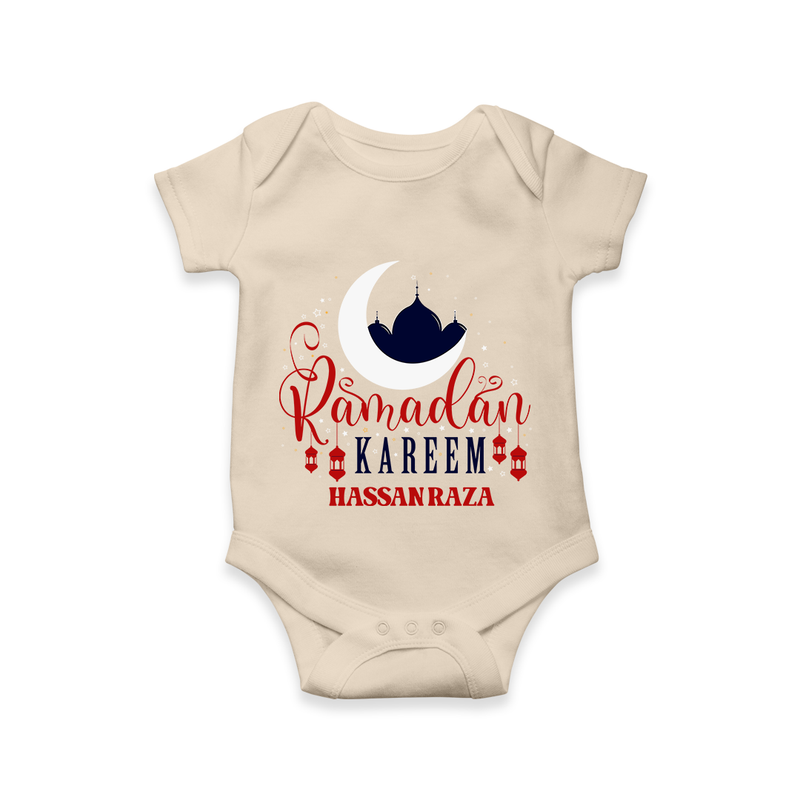 Ramadan Kareem - Ramadan Themed Customized Romper For Babies With Name - IVORY - 0 - 3 Months Old (Chest 16")