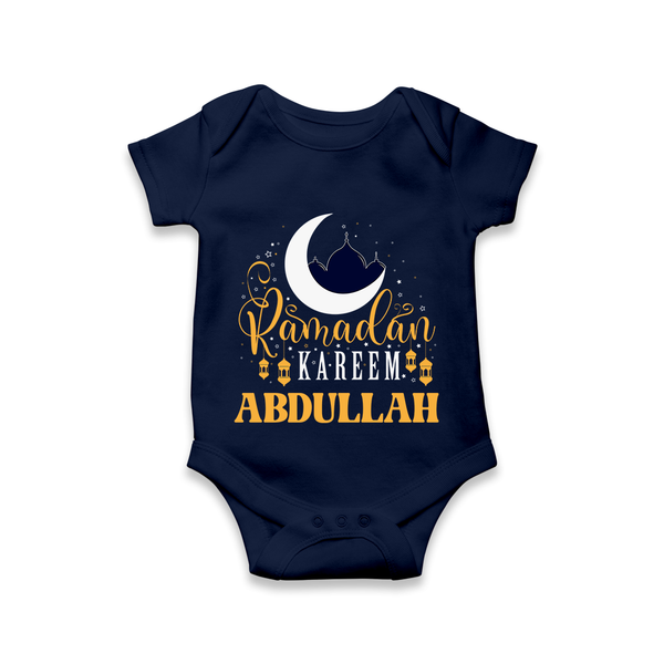 Ramadan Kareem Personalised Kids Romper - NAVY BLUE - New Born (Chest 14")