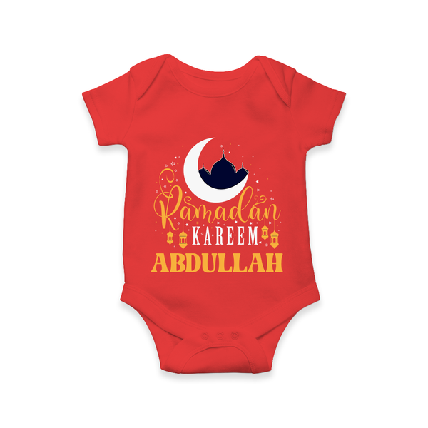 Ramadan Kareem Personalised Kids Romper - RED - New Born (Chest 14")