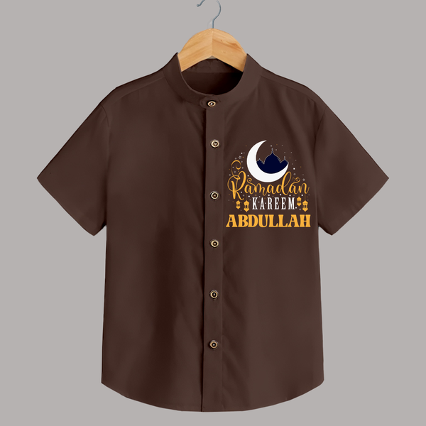 Ramadan Kareem Personalised Kids Shirt - CHOCOLATE BROWN - 0 - 6 Months Old (Chest 23")