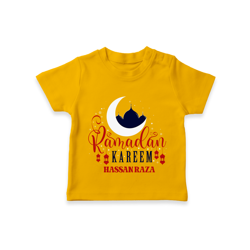 Ramadan Kareem - Ramadan Themed Customized T-Shirt For Kids With Name - CHROME YELLOW - 0-5 Months Old (Chest 17")