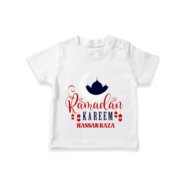 Ramadan Kareem - Ramadan Themed Customized T-Shirt For Kids With Name - WHITE - 0-5 Months Old (Chest 17")