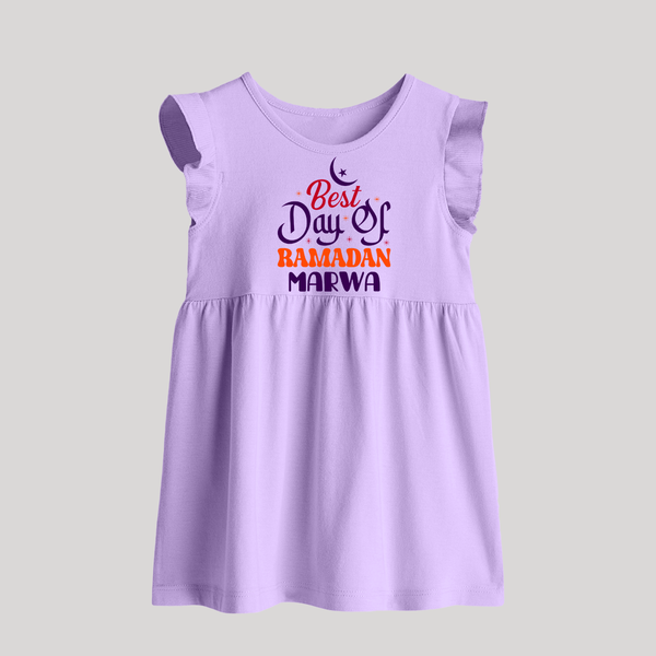 Best Day of Ramadan Personalised Kids Baby Frock - LILAC - 0 - 3 Months Old (Chest 17")