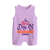 Best Day Of Ramadan - Ramadan Themed Customized Romper Suit For Babies With Name - LILAC - 0 - 5 Months Old (Chest 18")