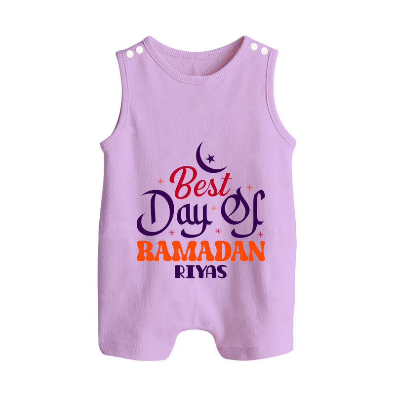 Best Day Of Ramadan - Ramadan Themed Customized Romper Suit For Babies With Name - LILAC - 0 - 5 Months Old (Chest 18")