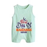 Best Day Of Ramadan - Ramadan Themed Customized Romper Suit For Babies With Name - MINT GREEN - 0 - 5 Months Old (Chest 18")