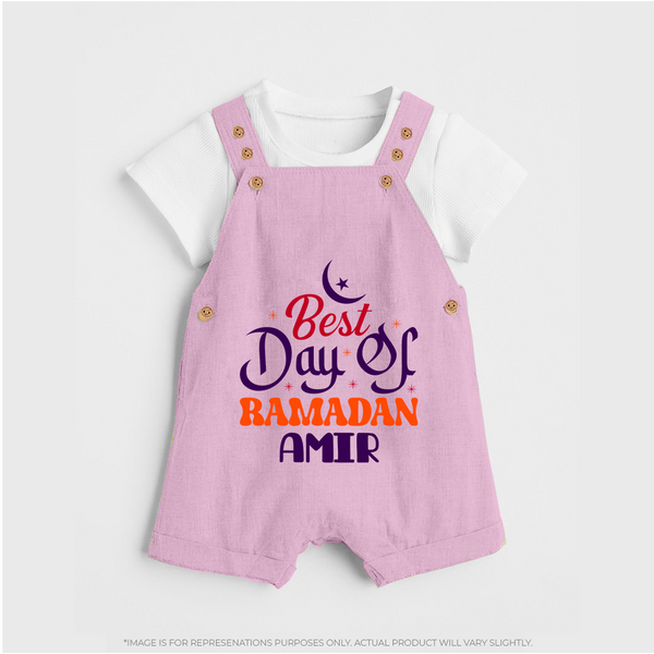 Best Day of Ramadan Personalised Kids Dungaree - BABY PINK - 0 - 5 Months Old (Chest 18")