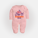 Best Day Of Ramadan - Ramadan Themed Customized Sleep Suit For Babies With Name - BABY PINK - New Born (Chest 7.5")