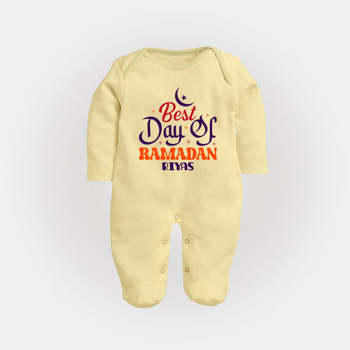 Best Day Of Ramadan - Ramadan Themed Customized Sleep Suit For Babies With Name