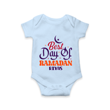 Best Day Of Ramadan - Ramadan Themed Customized Romper For Babies With Name - BABY BLUE - 0 - 3 Months Old (Chest 16")