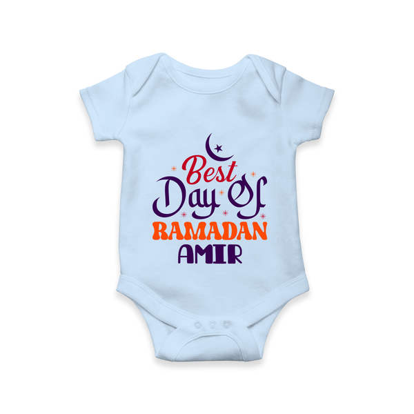 Best Day of Ramadan Personalised Kids Romper - BABY BLUE - New Born (Chest 14")