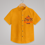 Best Day Of Ramadan - Ramadan Themed Customized Shirt For Kids With Name - CHROME YELLOW - 0 - 6 Months Old (Chest 23")