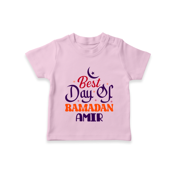 Best Day of Ramadan Personalised Kids T-Shirt - BABY PINK - 0-5 Months Old (Chest 17")