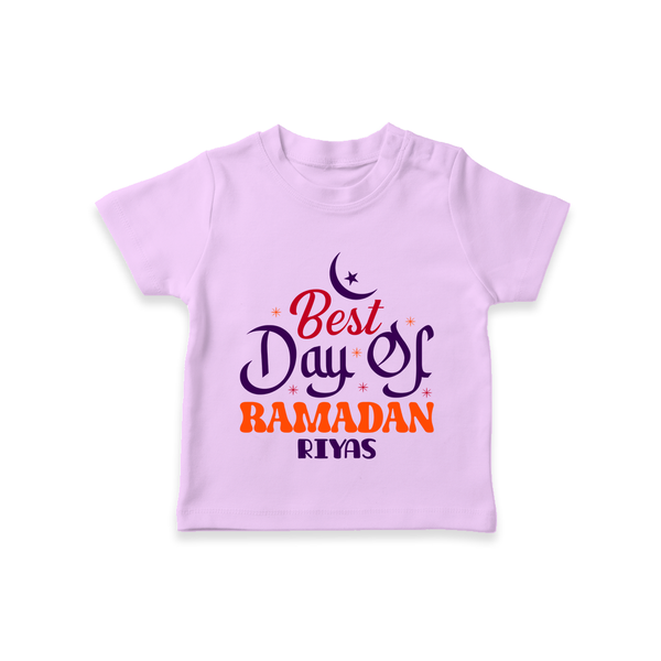 Best Day Of Ramadan - Ramadan Themed Customized T-Shirt For Kids With Name - LILAC - 0-5 Months Old (Chest 17")