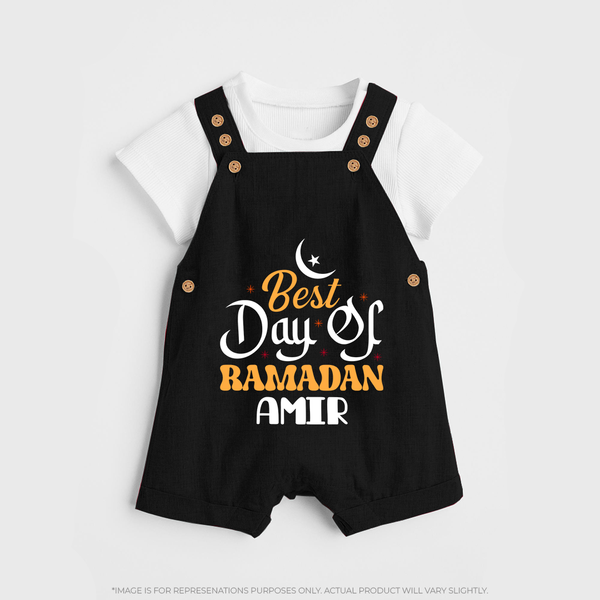 Best Day of Ramadan Personalised Kids Dungaree - BLACK - 0 - 5 Months Old (Chest 18")