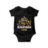 Best Day Of Ramadan - Ramadan Themed Customized Romper For Babies With Name - BLACK - 0 - 3 Months Old (Chest 16")