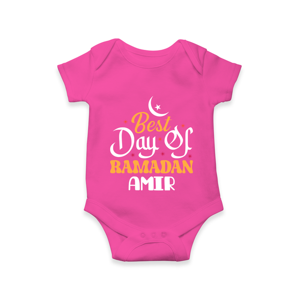Best Day of Ramadan Personalised Kids Romper - HOT PINK - New Born (Chest 14")