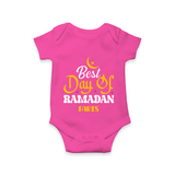 Best Day Of Ramadan - Ramadan Themed Customized Romper For Babies With Name - HOT PINK - 0 - 3 Months Old (Chest 16")