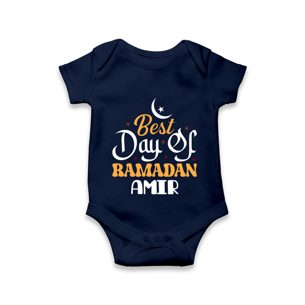 Best Day of Ramadan Personalised Kids Romper - NAVY BLUE - New Born (Chest 14")