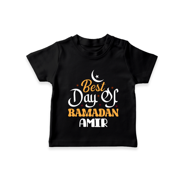 Best Day of Ramadan Personalised Kids T-Shirt - BLACK - 0-5 Months Old (Chest 17")