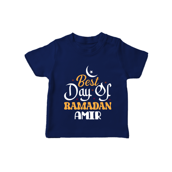 Best Day of Ramadan Personalised Kids T-Shirt - NAVY BLUE - 0-5 Months Old (Chest 17")