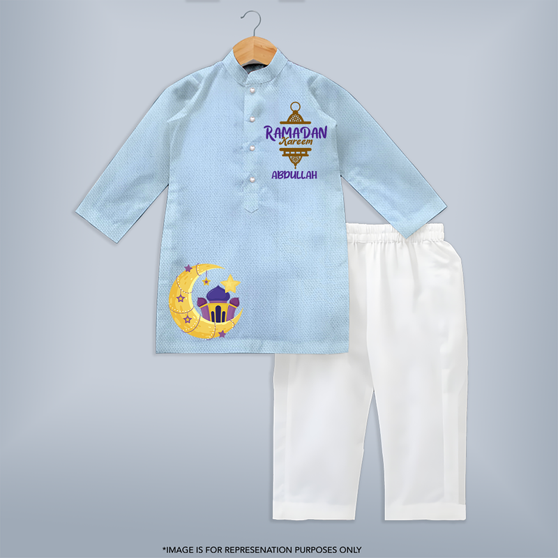 Embrace The Spirit Of Ramadan With Our Customized Kurta Set With Kids Name - SKY BLUE - 3 - 6 Months Old (Chest 24", Kurta Length 14'', Waist 19", Pant Length 14")