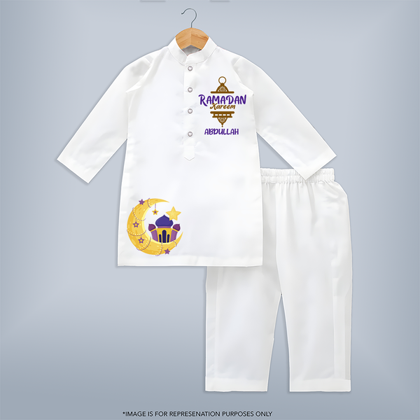 Embrace The Spirit Of Ramadan With Our Customized Kurta Set With Kids Name - WHITE - 3 - 6 Months Old (Chest 24", Kurta Length 14'', Waist 19", Pant Length 14")