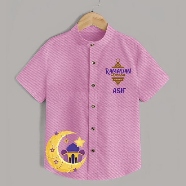 Ramadan Kareem Crescent Moon Personalised Kids Shirt - BABY PINK - 0 - 6 Months Old (Chest 23")