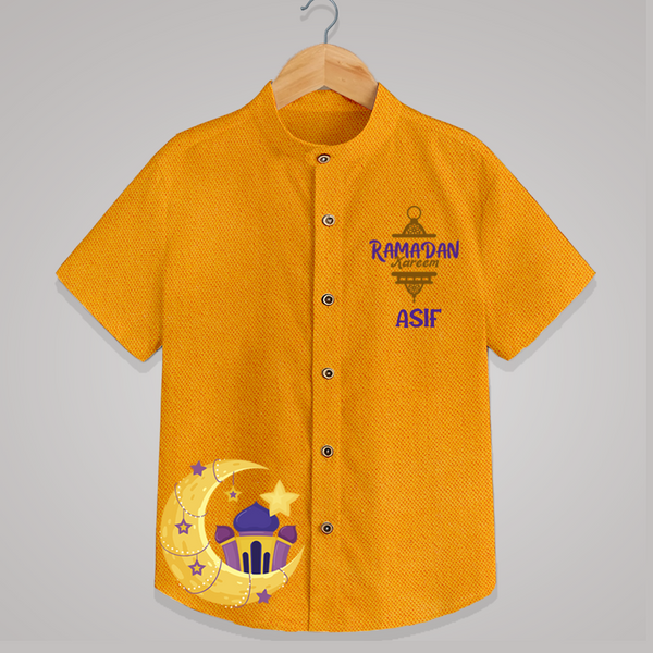 Ramadan Kareem Crescent Moon Personalised Kids Shirt - CHROME YELLOW - 0 - 6 Months Old (Chest 23")