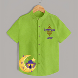 Ramadan Kareem Crescent Moon Personalised Kids Shirt - LIME GREEN - 0 - 6 Months Old (Chest 23")