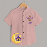 Ramadan Kareem Crescent Moon Personalised Kids Shirt - PEACH - 0 - 6 Months Old (Chest 23")