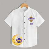 Ramadan Kareem Crescent Moon Personalised Kids Shirt - WHITE - 0 - 6 Months Old (Chest 23")